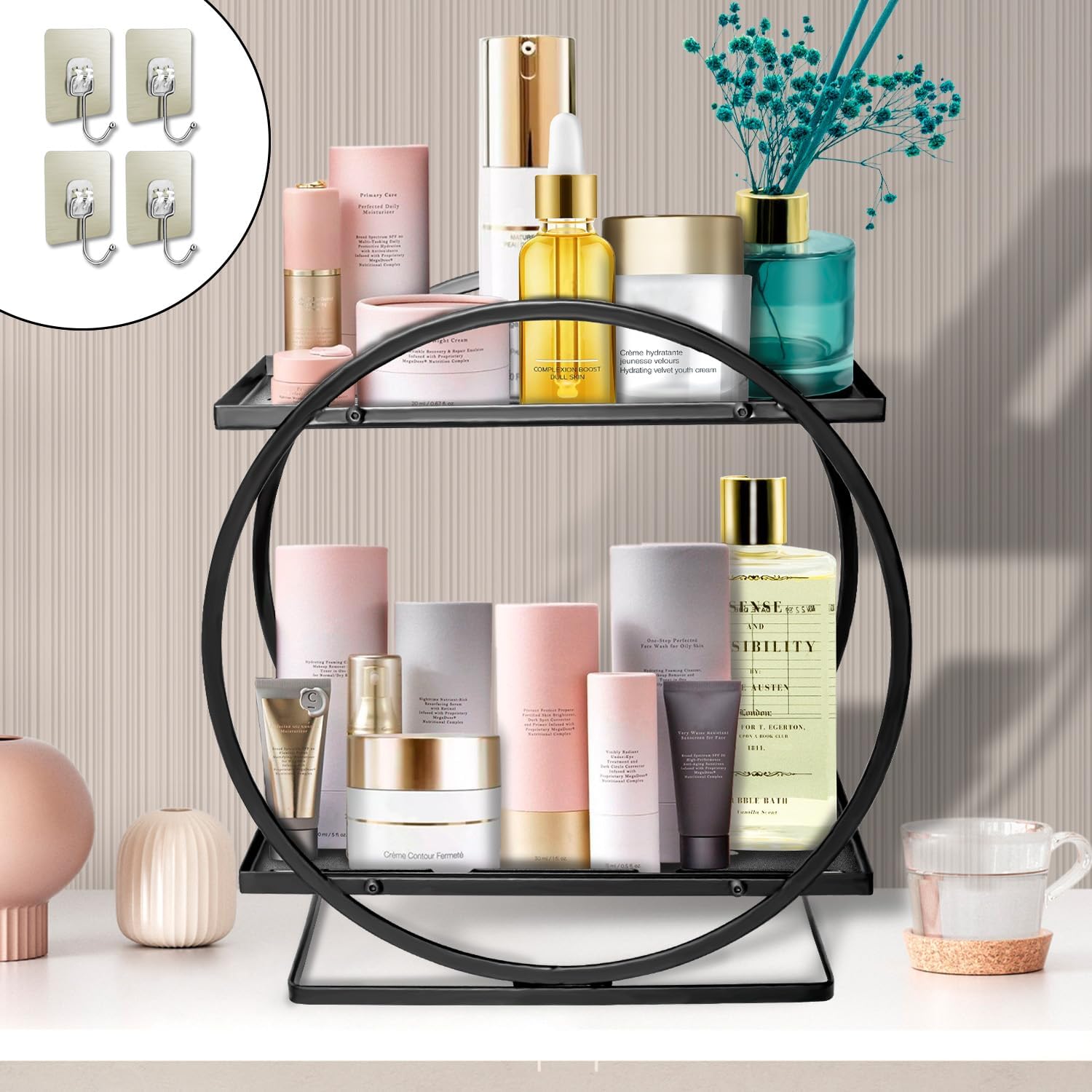 Bathroom Vanity Organizer, Gold Metal Arches 6FT (1 Pack)