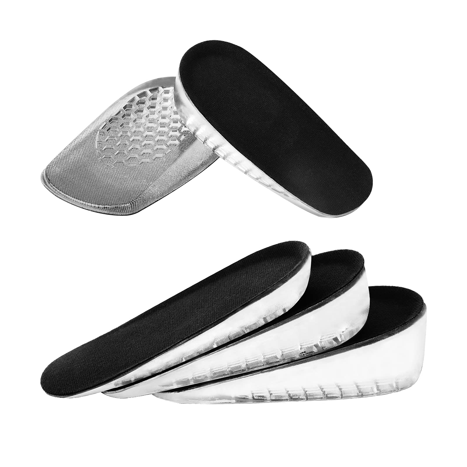 通用Gel Height Increase Heel Insoles, 1 Pair Invisible Shoe Lifter Insoles Non-Slip Soft Shock Absorption (2cm Black)
