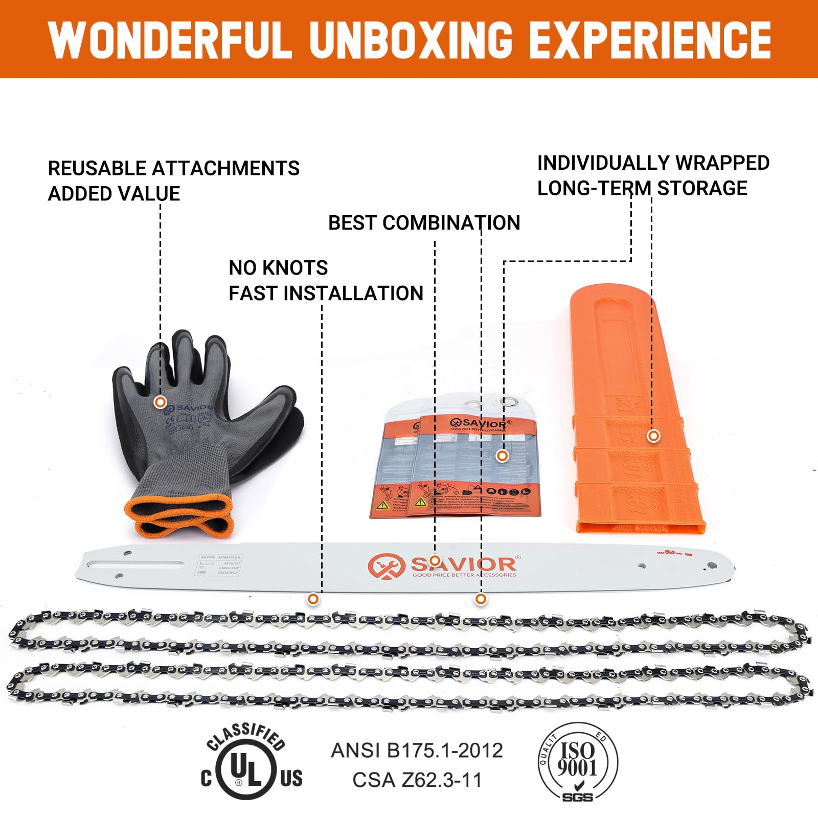 Snapklik.com : Savior 18 Inch Chainsaw Guide Bar And Chain Combo, 3/8 ...