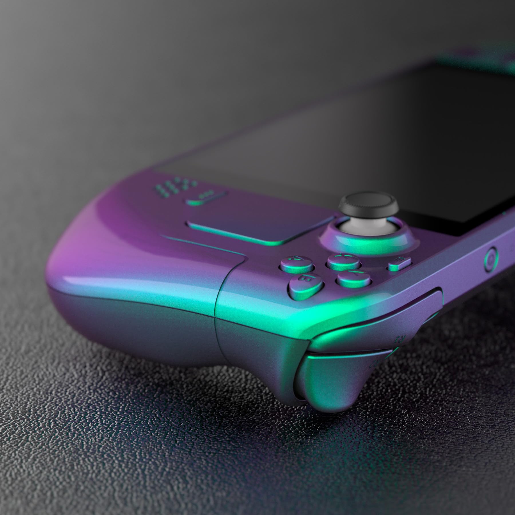 eXtremeRate Ersatz Front/Rückplatte&Tasten Set für Steam Deck, DIY-Full Case Gehäuse/Trigger D-Pad ABXY Trackpad Back Buttons Zubehör für Steam Deck LCD Console(Grün Lila)–KEIN Konsole
