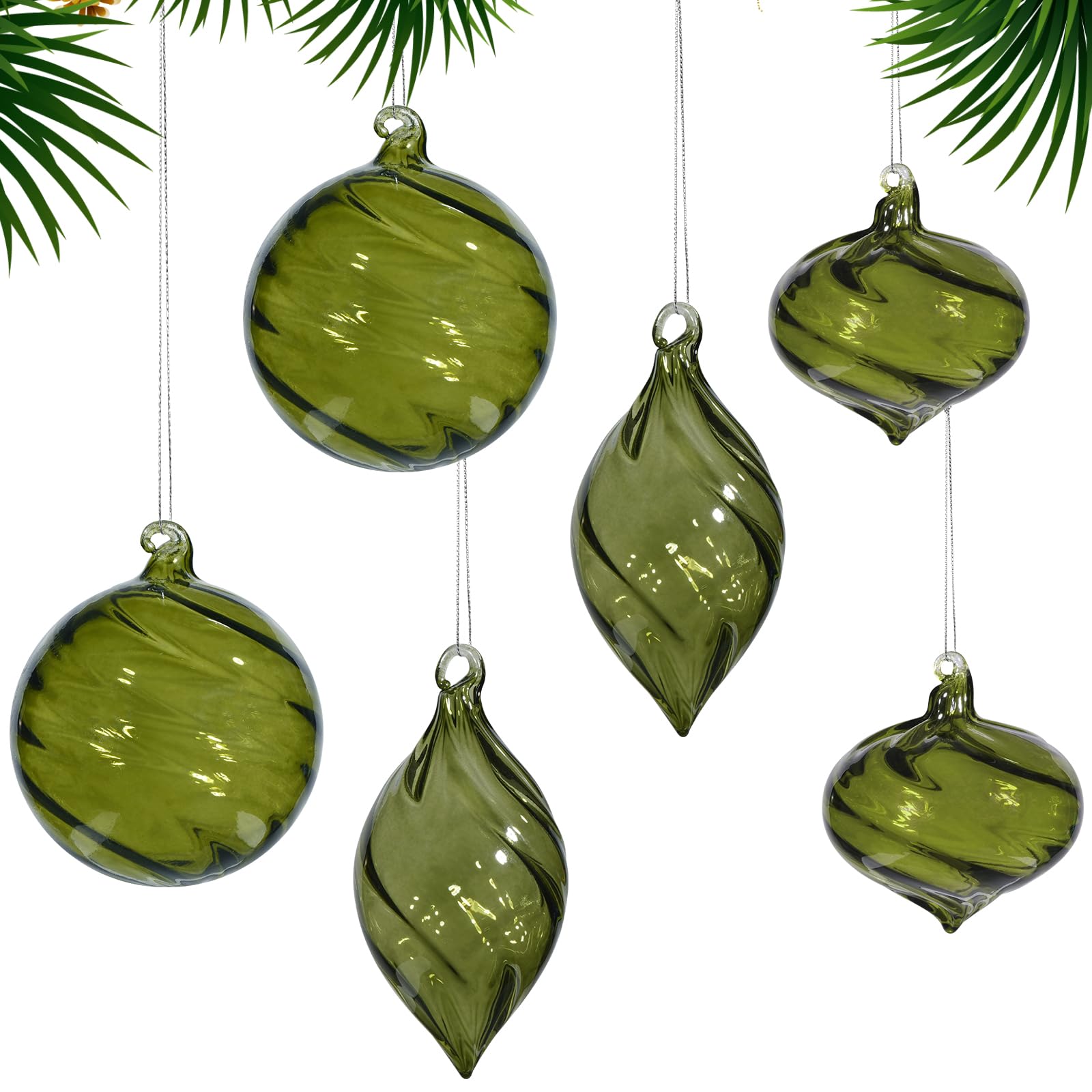 6 PCS Glass Christmas Ball Ornaments, Hand Blown Glass — free download