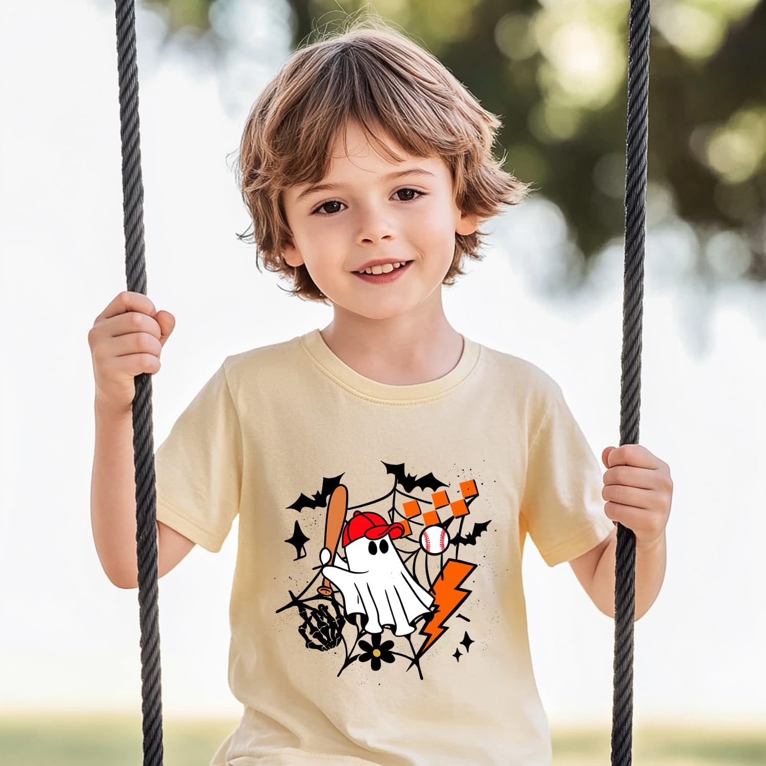 Halloween Shirts for Kids Toddler Pumpkin Face Ghost Skeleton Cotton Tshirt Clothes 2-7 Years - Image 4