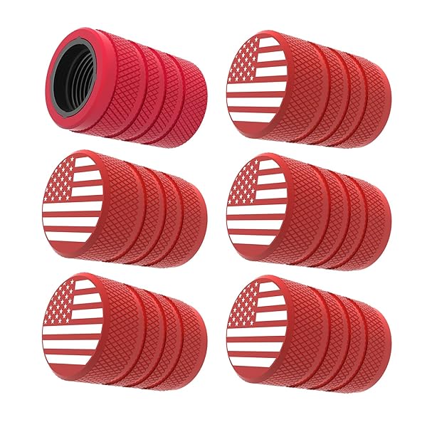Tire Valve Stem Caps, Black, 6 pcs/Pack, Anodized Aluminum Tire Valve Cap Set, Corrosion Resistant, Universal Stem Covers for Cars Trucks Motorcycles SUVs and Bikes (red)