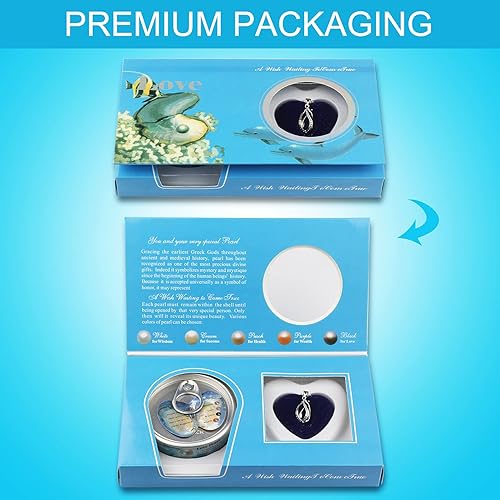 Miniatura 2 de Bubchen Kit de fabricación de collar de perlas preciosas, ostras con perlas en el interior, juego de regalo de collar de amor, colgante de jaula de