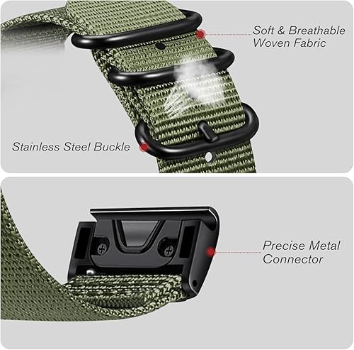 Miniatura 19 de Fintie Correa compatible con Garmin Fenix 8 2.008 in / 7X / 6X / 6X Pro / 5X / 5X Plus / 3/3 HR/Descent Descent MK2i/Tactix Charlie Watch, 1.024 in