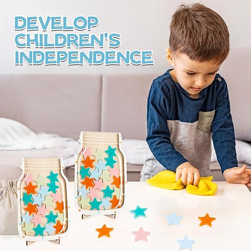 Miniatura 5 de Tarro de recompensa magnético, tarros de incentivos para niños y niñas, tarro magnético de recompensa de estrellas, herramientas de aula de gestión