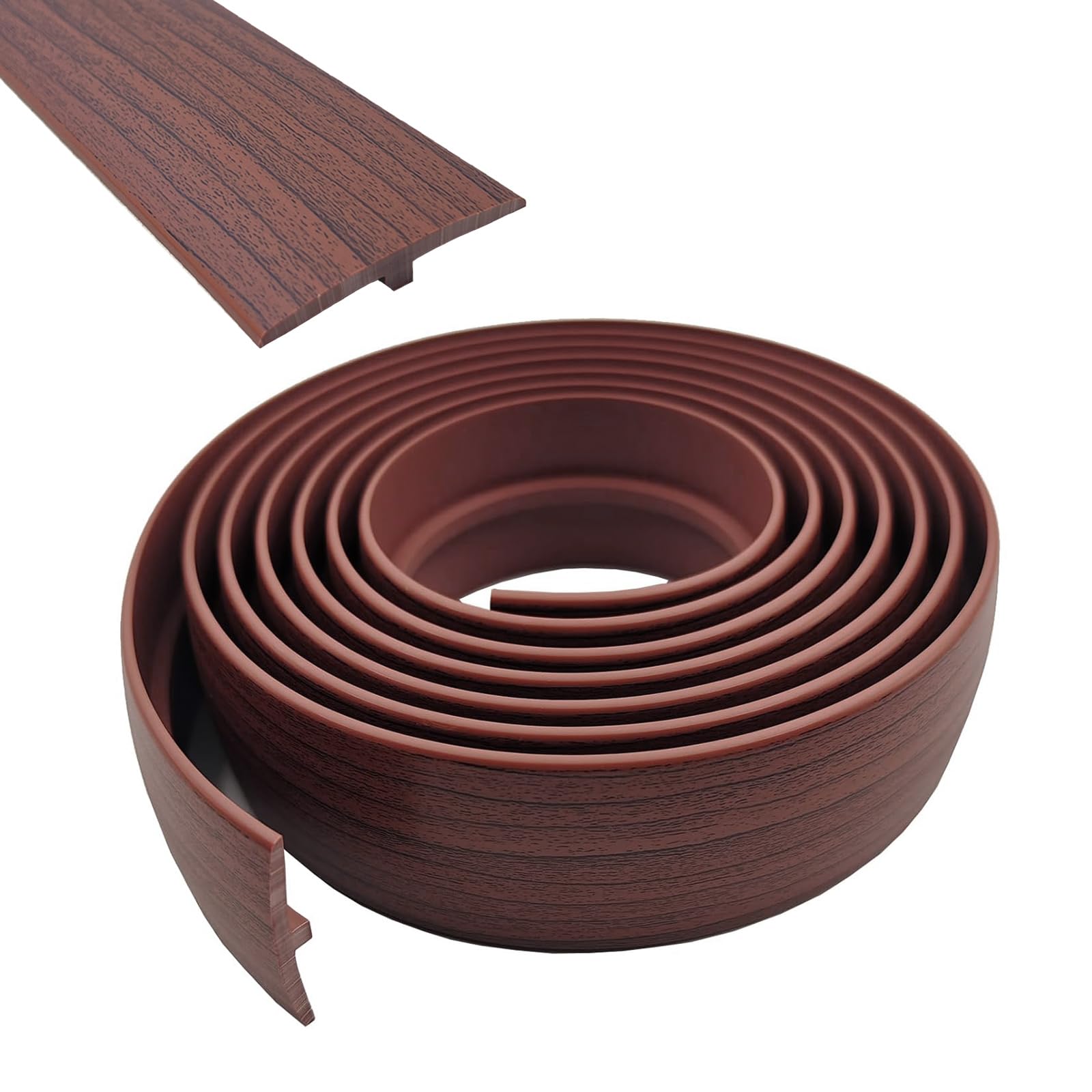 T Molding Trim,Floor Transition Strip 5cm×3m T Section Bar PVC Flat Divider Strip Laminate Profile Flooring Edge Trim for Door Threshold Joining Flooring Gaps of Laminate Plank Tile (Walnut, 5M)