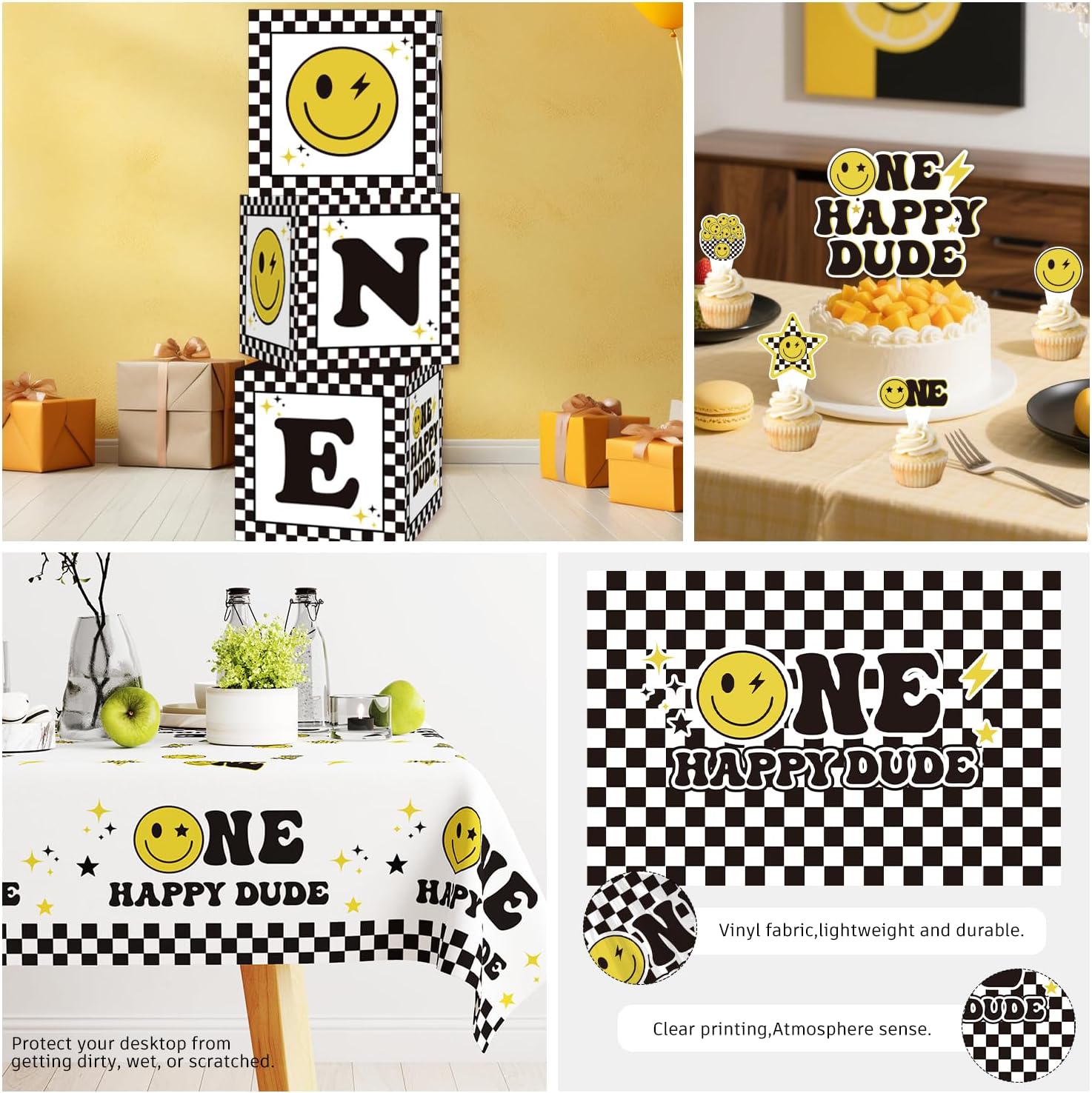 245pcs One Happy Dude Birthday Decorations, All-in-1 One Happy Dude Supplies Pack with 20pcs Plates, Napkins, 2pcs Tablecloth, Balloon Arch for First Birthday Decorations for Boy, 20 Guests - Image 4