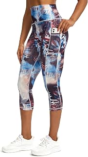 Sports Leggings Women 3/4 Capri Leggings with Pockets, Sports Pants Women 3/4 Opaque Sweatpants Running Pants Women