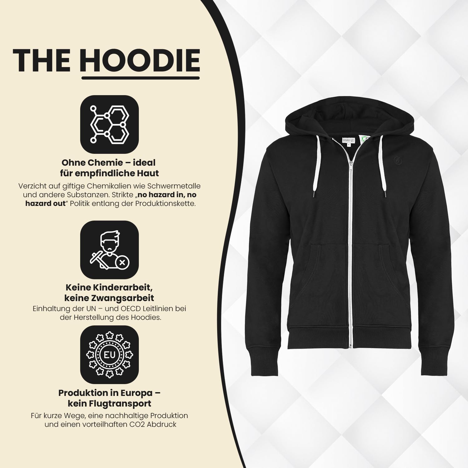 Herren Hoody | Reine Bio Baumwolle | GOTS Zertifiziert