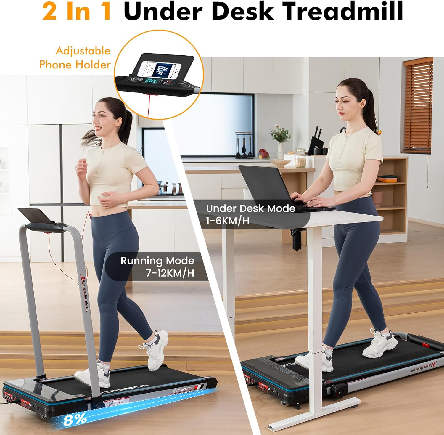 CitySports CS-WP3 under desk treadmill in a home office setup