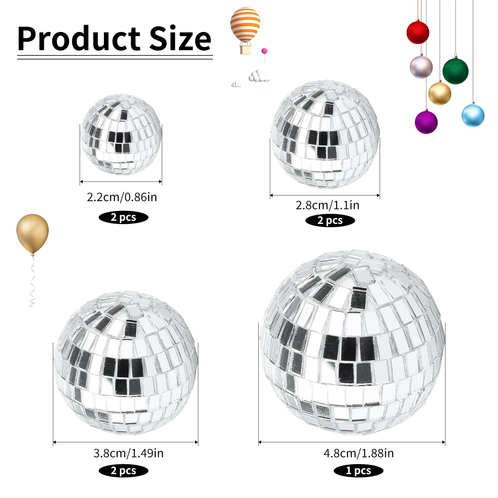 7 PCS Disco Ball Cake Topper, Cake Disco Ball Party Decorations, Mirror Disco Ball, Silver Glass Disco Ball Decor, 70s Disco Theme Party Favor Birthday Christmas Supplies(4 Sizes)