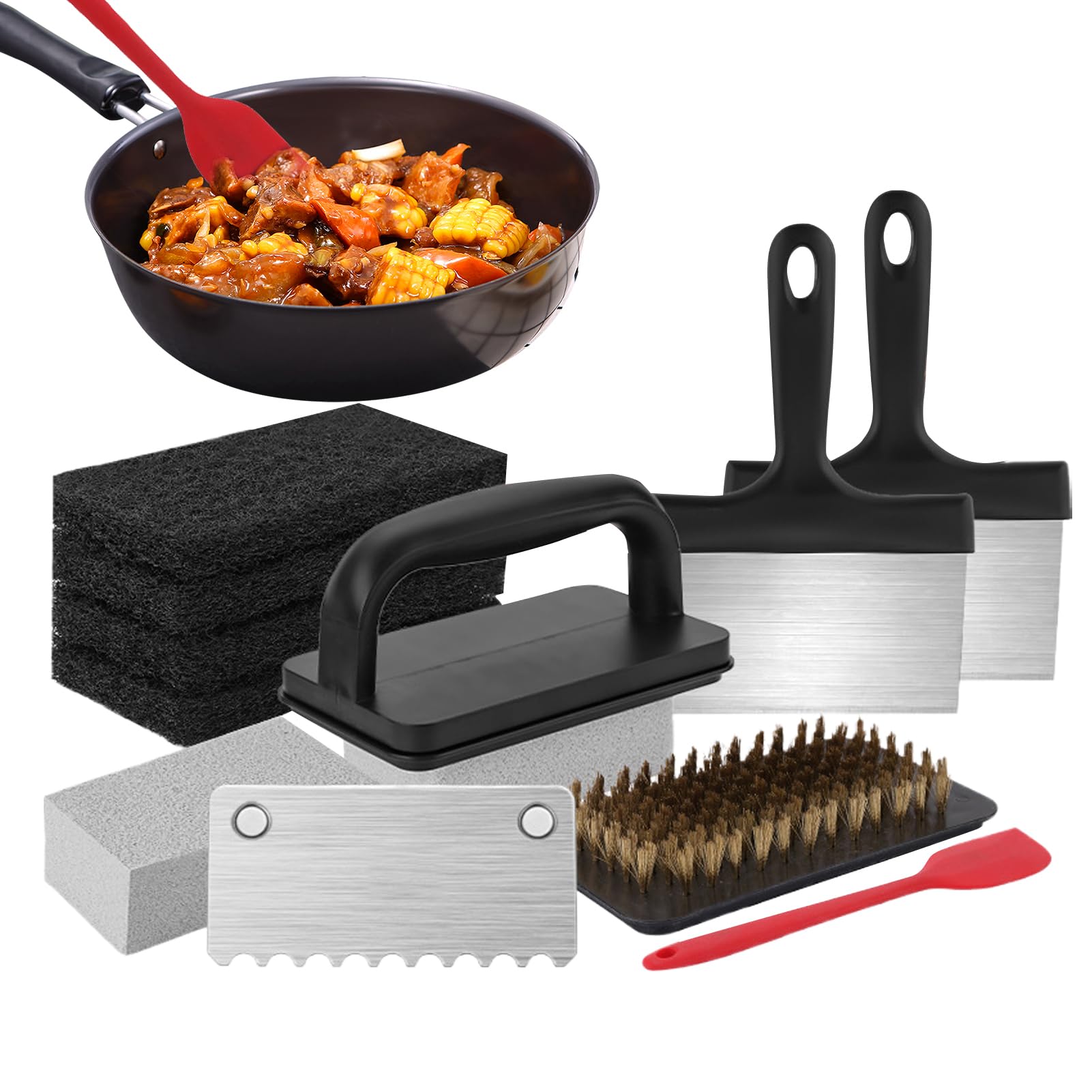Juego de Limpieza para Parrillas, Almohadillas de Limpieza para la Parrilla, desengrasante ergonómico Resistente al Calor para Rejilla en casa y Cocina Profesional