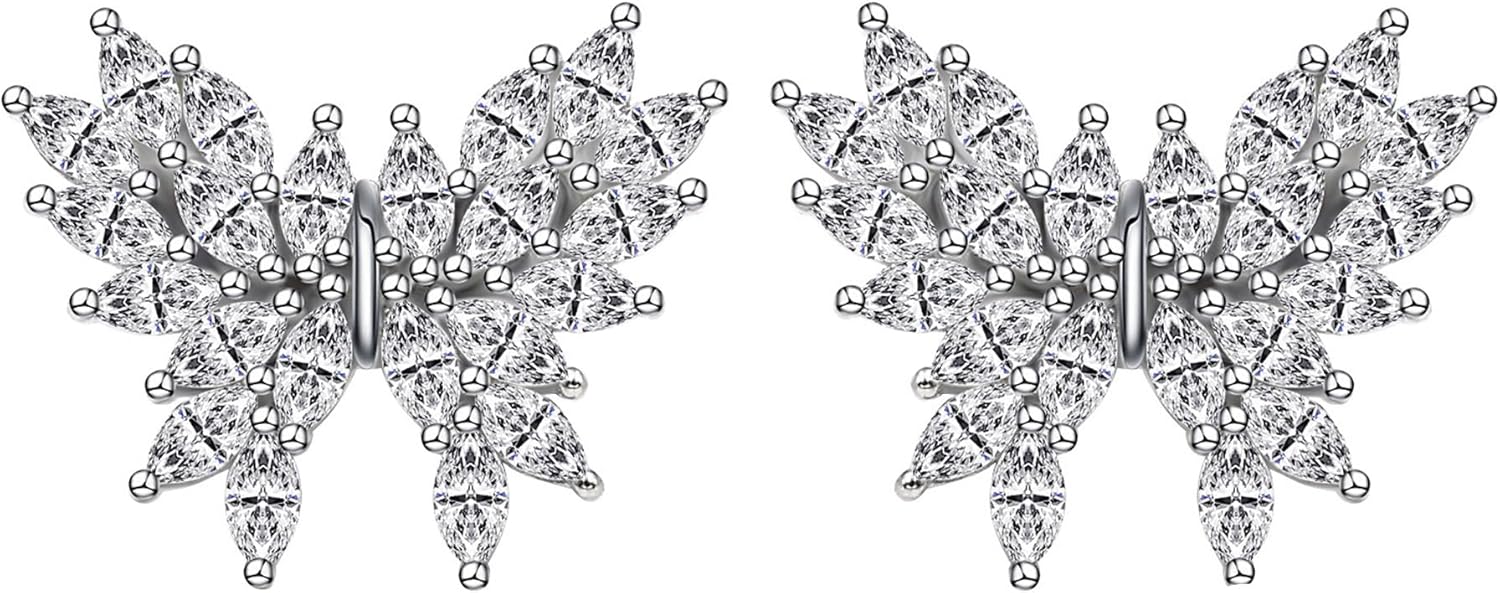 Moissanite Stud Earrings for Women, DF/VVS Clarity, Sterling Silver with 18K White Gold Plated