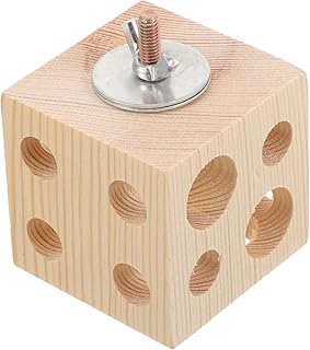 LOGOFUN Bird Block Chewing Toy Wooden Parrot Teething Toy Foraging Training Toys for Small Animals