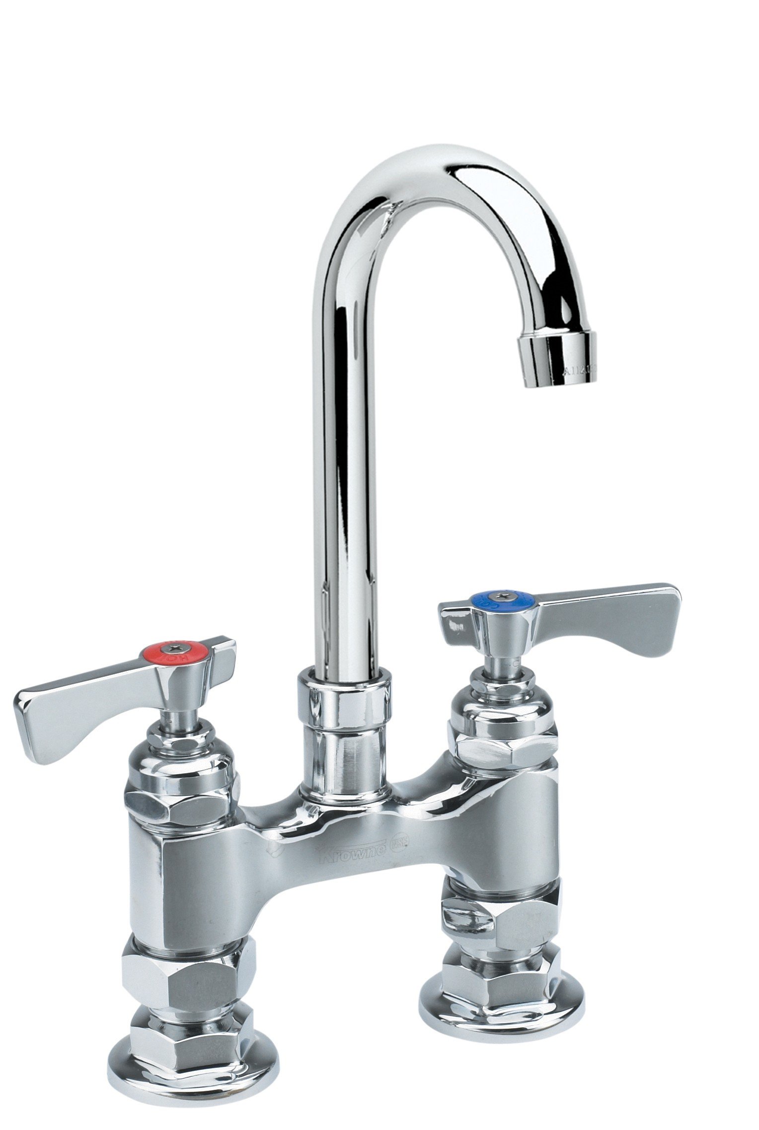 Royal Series 4" Center Raised Deck Mount Faucet by Krowne – 18"L x 12"W x 2"H, Brass, Model 15-402L