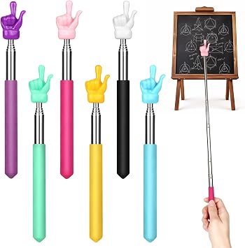 6 Pcs Telescopic Teacher Pointer Sticks, Extendable Hand Pointers, Retractable Classroom Finger Pointer Sticks for School Teaching, Enterprise Training, Conference Presentation