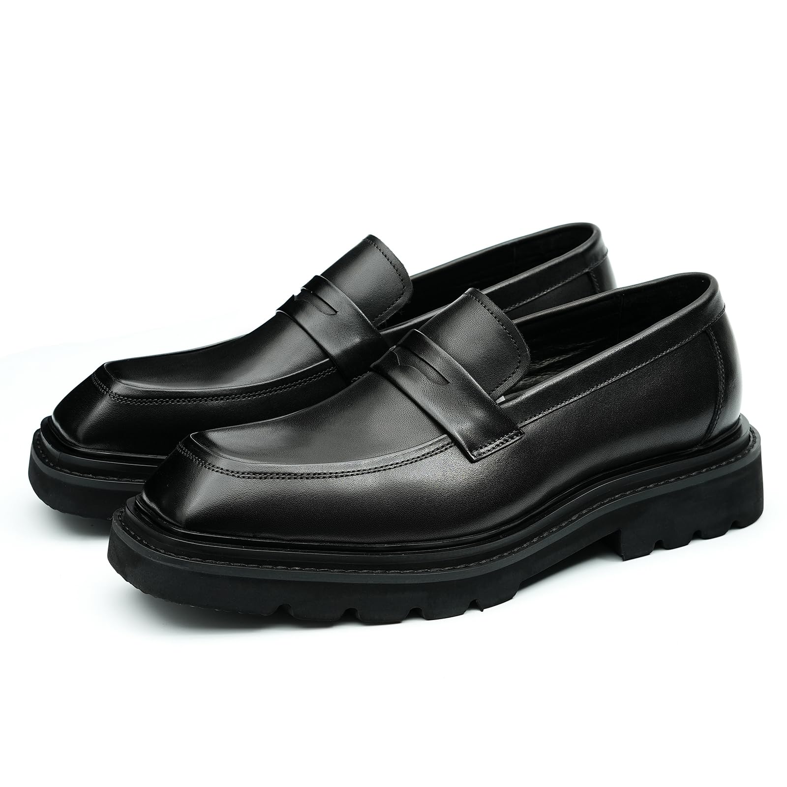 Mocassins Confortables à Semelle Epaisse pour Hommes Chaussures à Enfiler en Cuir Formel Affaires