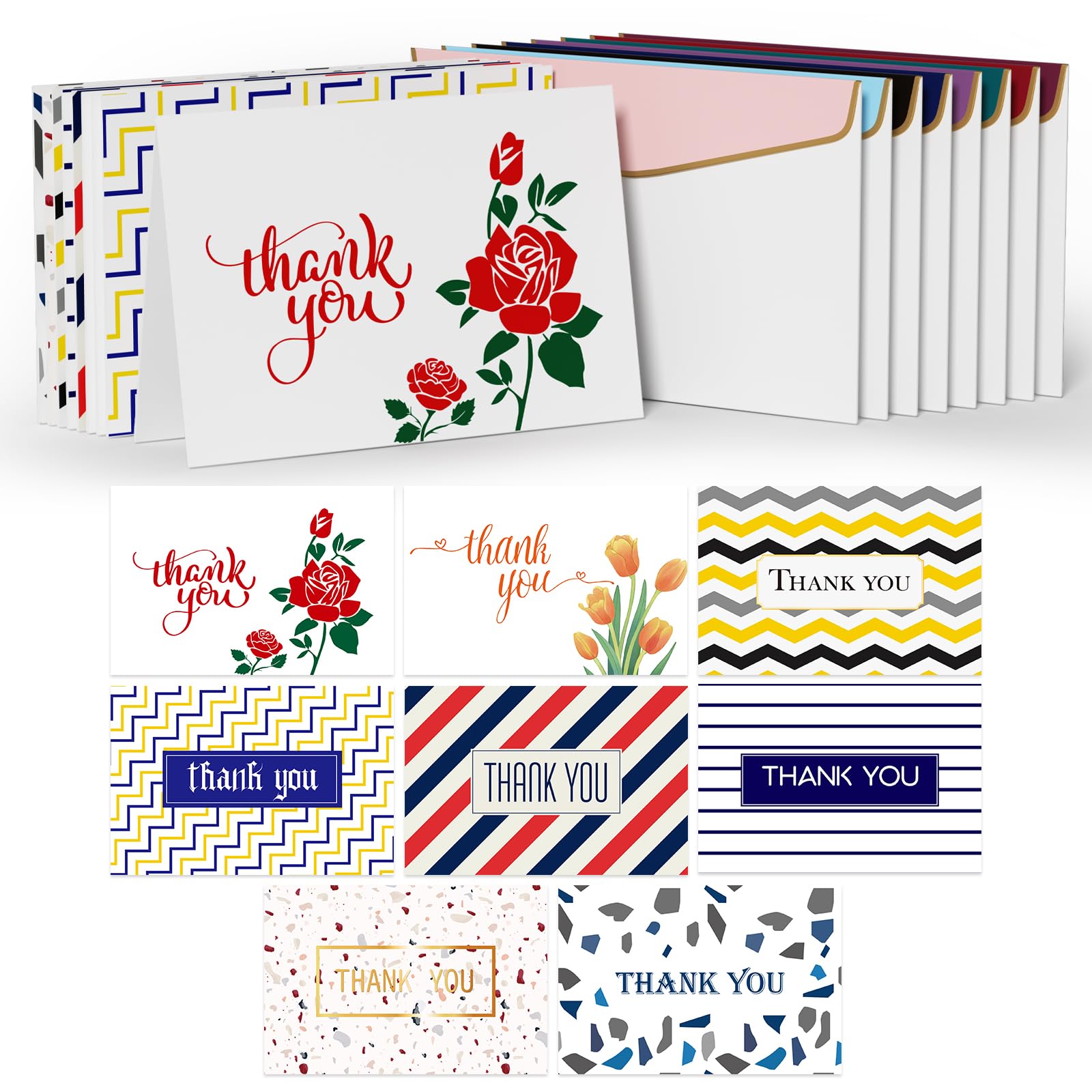 Thank You Cards With Self Seal Envelopes And Matching Stickers,3x3.5 - View #10