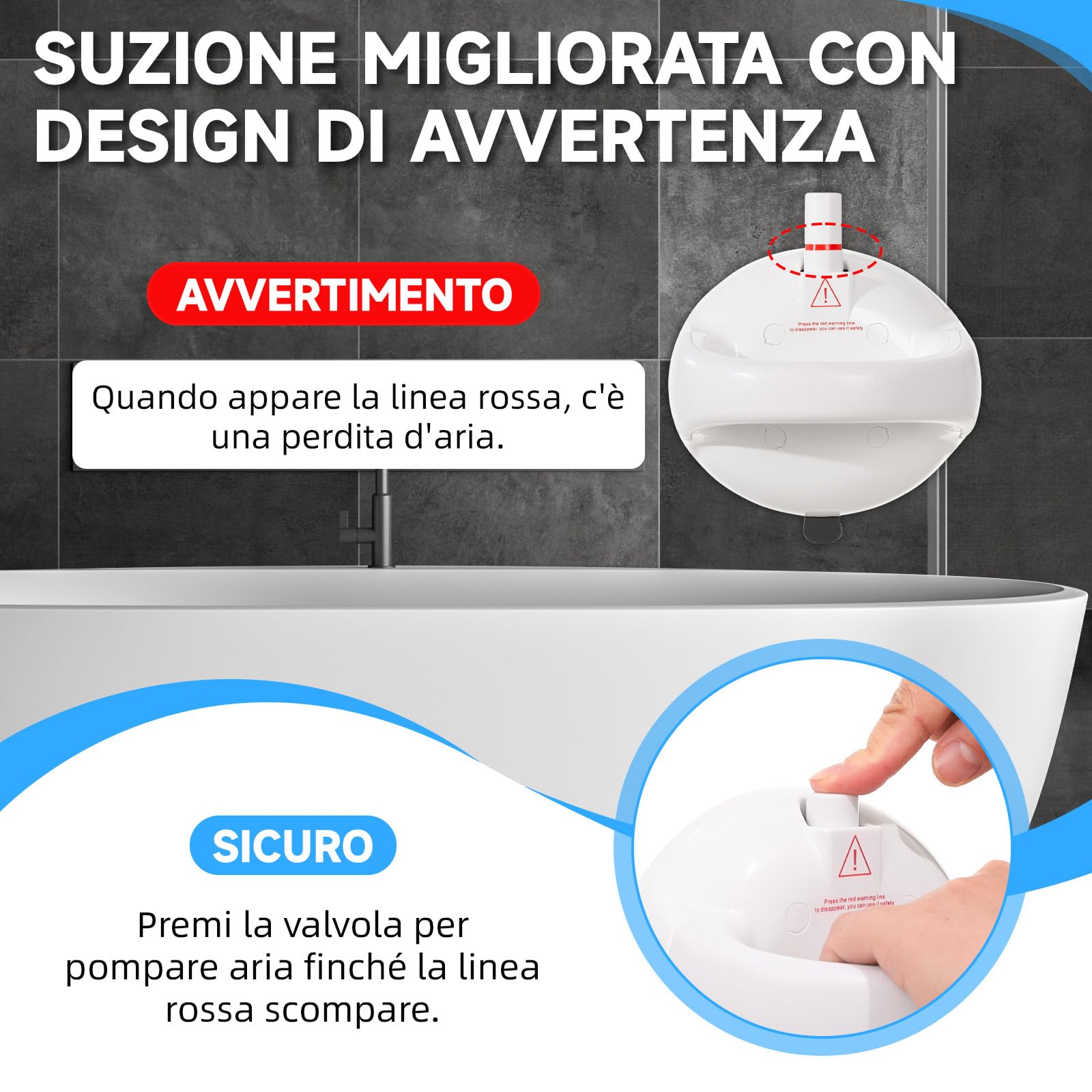 2 x Maniglia Doccia Senza Foratura, Maniglia Doccia con Ventosa, 2024 Bianco