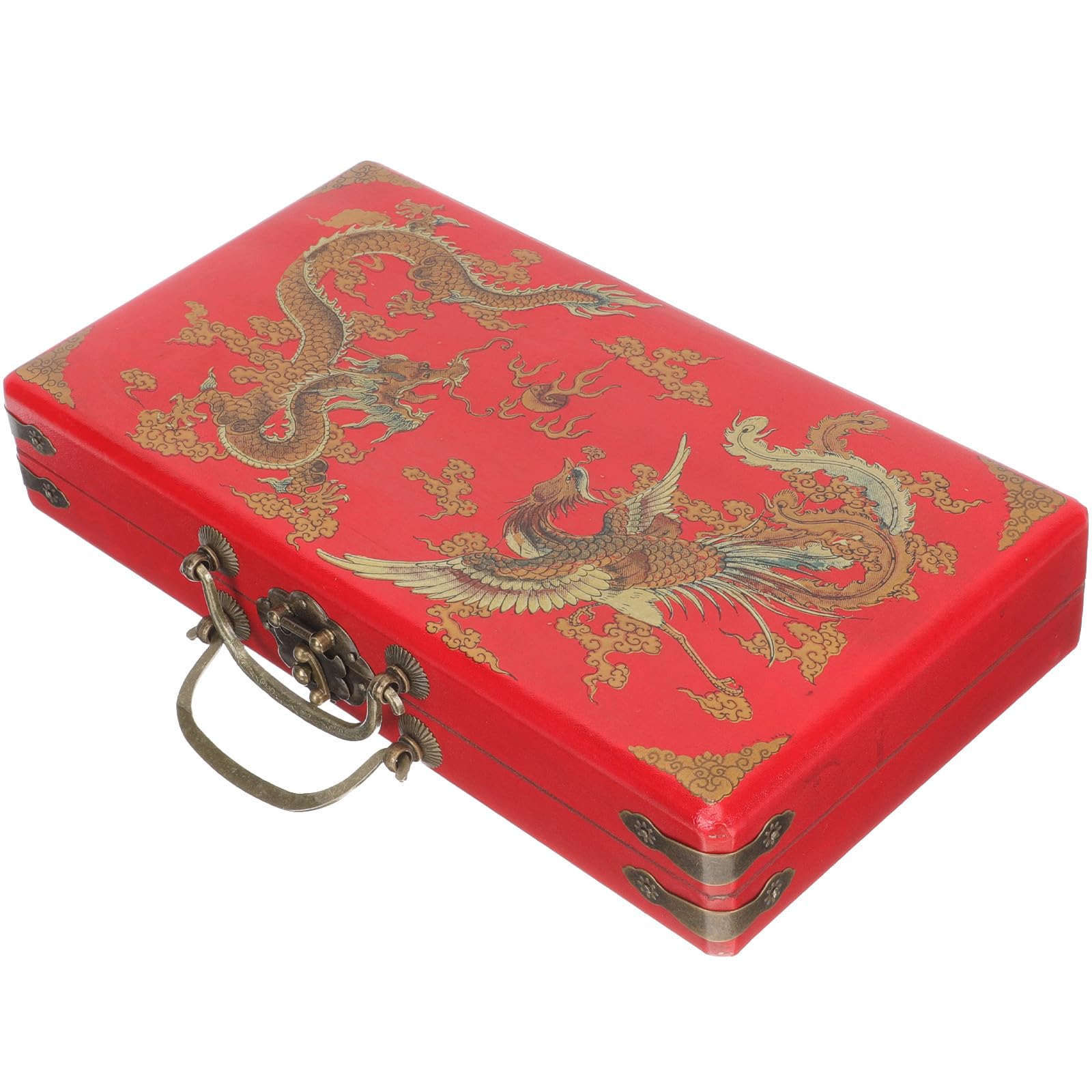 Scatola in Legno per Mahjong Chiusura a Fibbia, Contenitore Leggero e Sigillato per Conservazione Piastrelle e Oggetti Vari, per Organizzare Giochi e Accessori