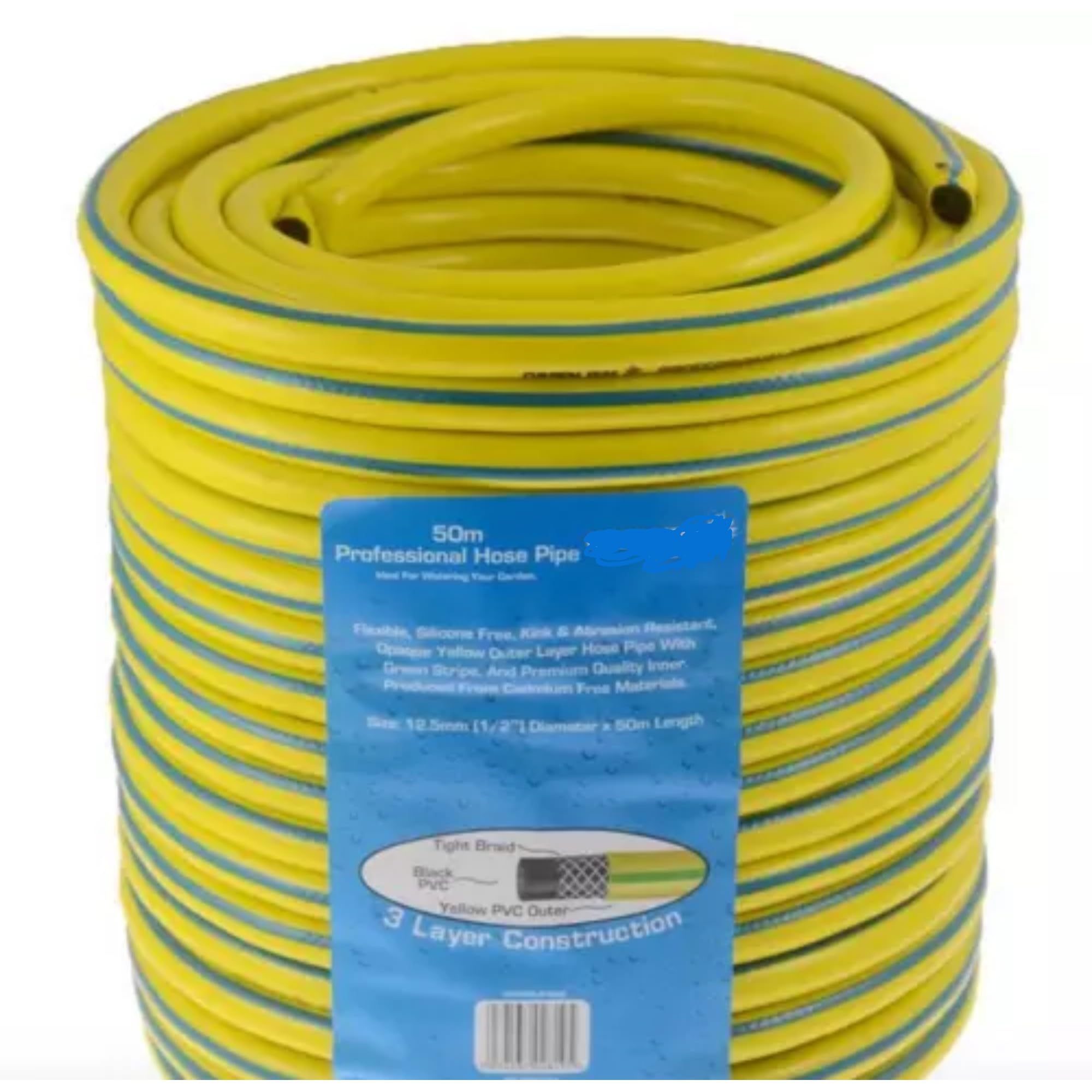 Lettuce Eat Yellow Lettuce Eat® 50 Metre Garden Hose Pipe - 50M Reinforced Heavy Duty Anti-Kink Watering Solution Ideal For Watering, Gardening, And Cleaning Tasks