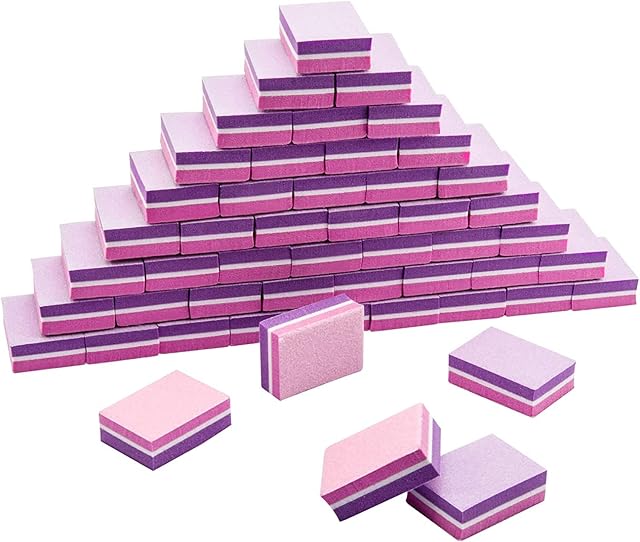 CGBE 50Pcs Mini Nail Buffer Blocks 180/100 Grit Sponge Nail Polish Sanding Buffer Strips Nail File Blocks Manicure Tools