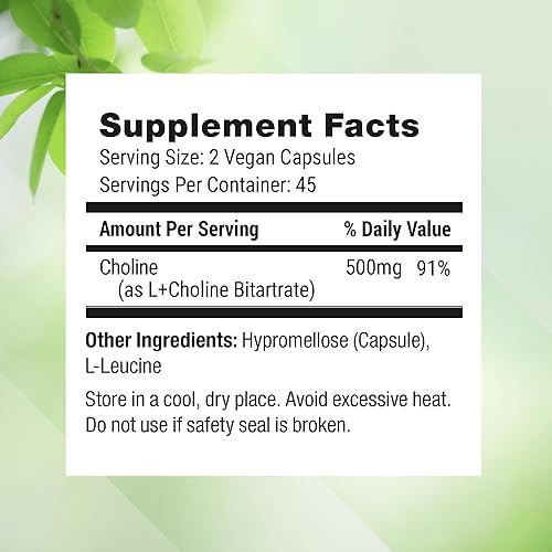 Miniatura 7 de Bitartrato de colina 500 mg  Apoya la función cognitiva  Colina 100 vegana y sin OMG