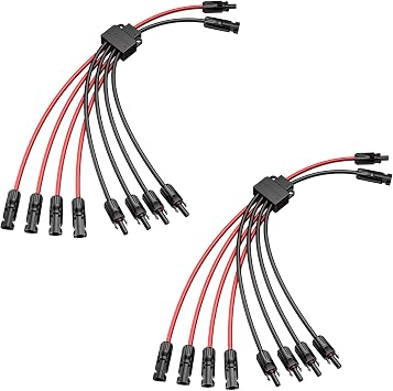 Bateria Power Solar Connectors 30A Y-Branch Cable, Solar Cable Parallel Adaptor Solar Panel Wire Connectors in Pair for Solar Panel 1*MF/MMMMFFFF, 2PCS