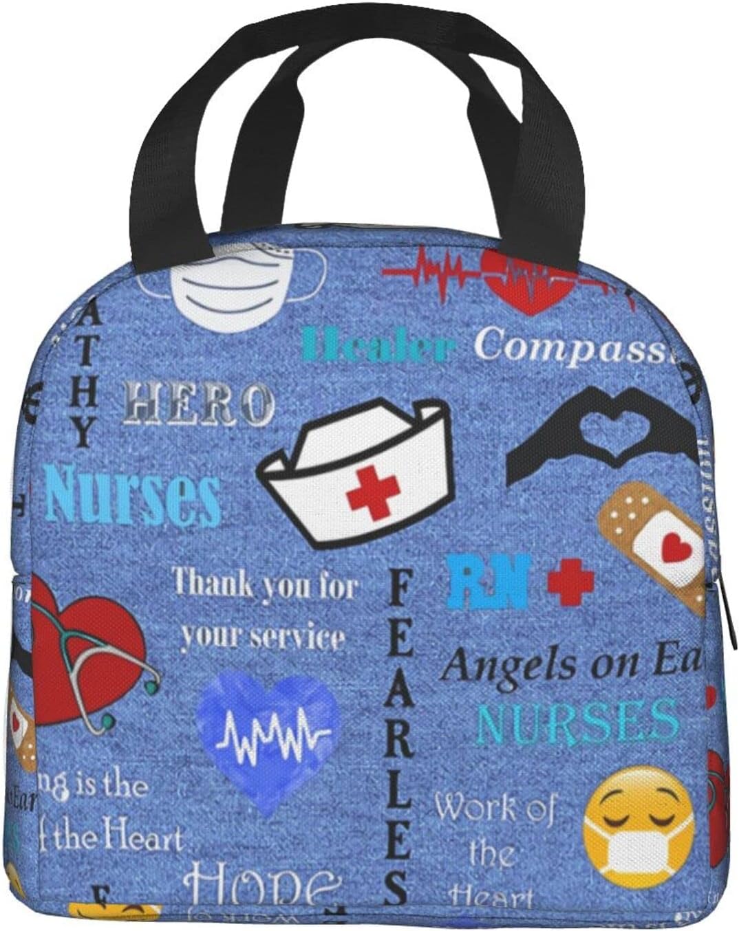 Nurse Theme Lunch Bag for Women Insulated Tote Bag Reusable Cooler Lunch Box for Work Picnic Travel, One Size - Image 6
