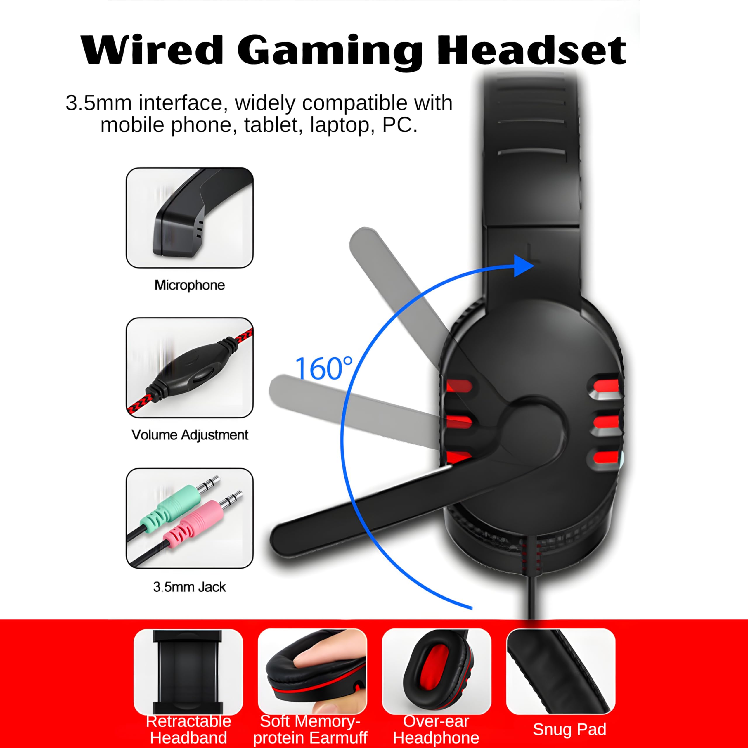 T Wolf TF800 zestaw combo gamingowy, 104 przyciski, klawiatura RGB z podświetleniem, 4-kolorowa, oddychająca mysz świetlna, zestaw słuchawkowy do gier 3,5 mm, antypoślizgowa podkładka pod mysz