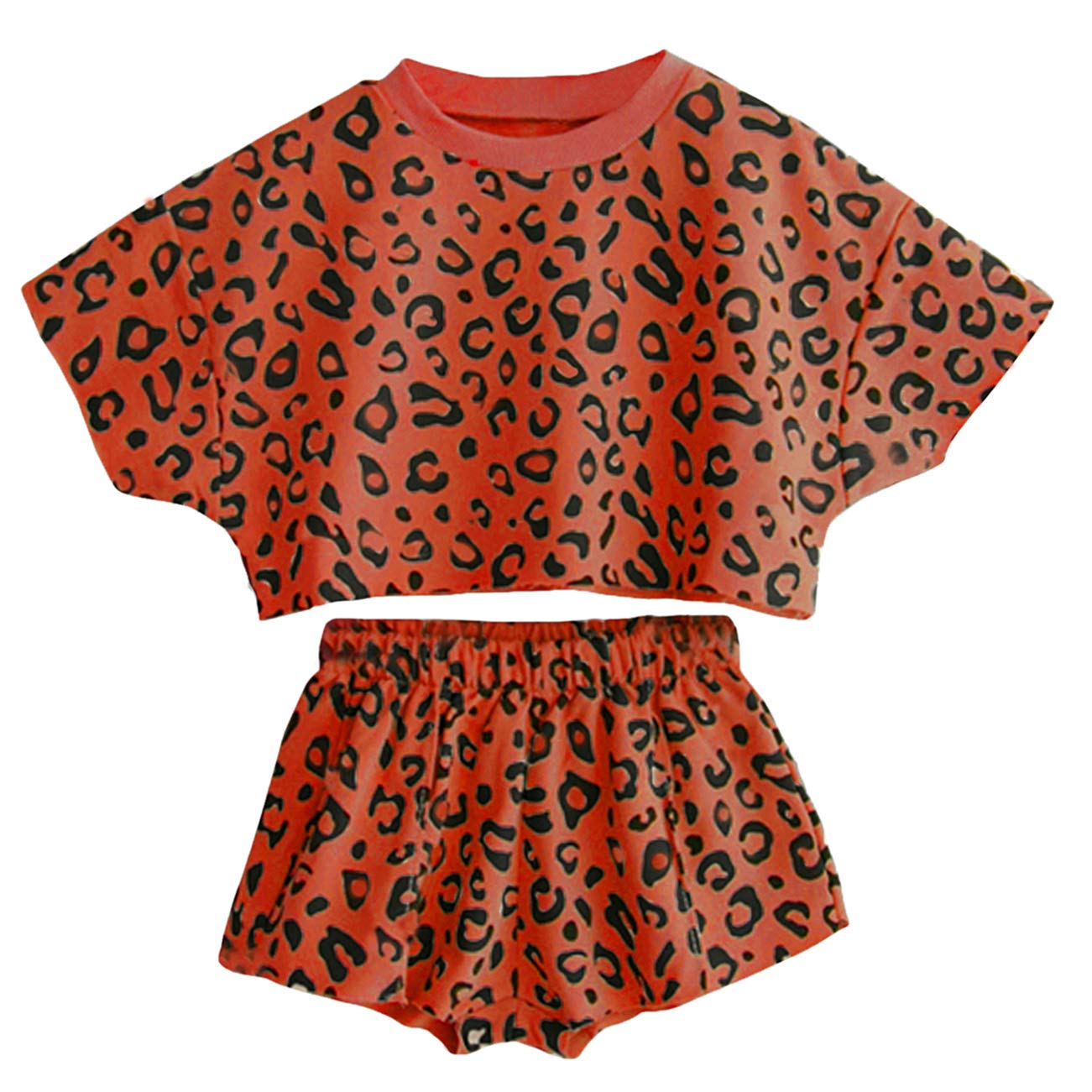 Toddler Baby Girls Leopard Print Summer Clothes Set T-Shirt and Short Pants 2pcs Outfits