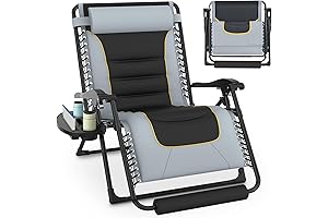 Slendor Oversized Padded Zero Gravity Chair, 33Inch XXL Reclining Lounge for Outdoor Indoor