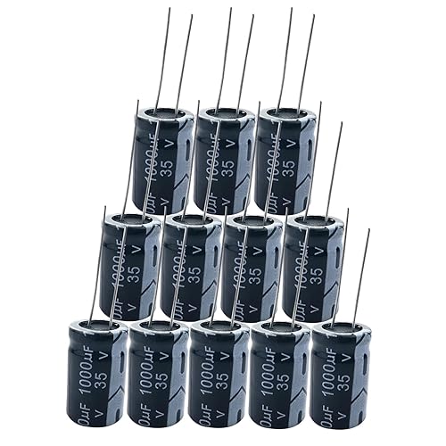 12 condensadores electrolíticos de aluminio - 1000uF 35V, 0.512x0.827 in, compatibles con kits Arduino