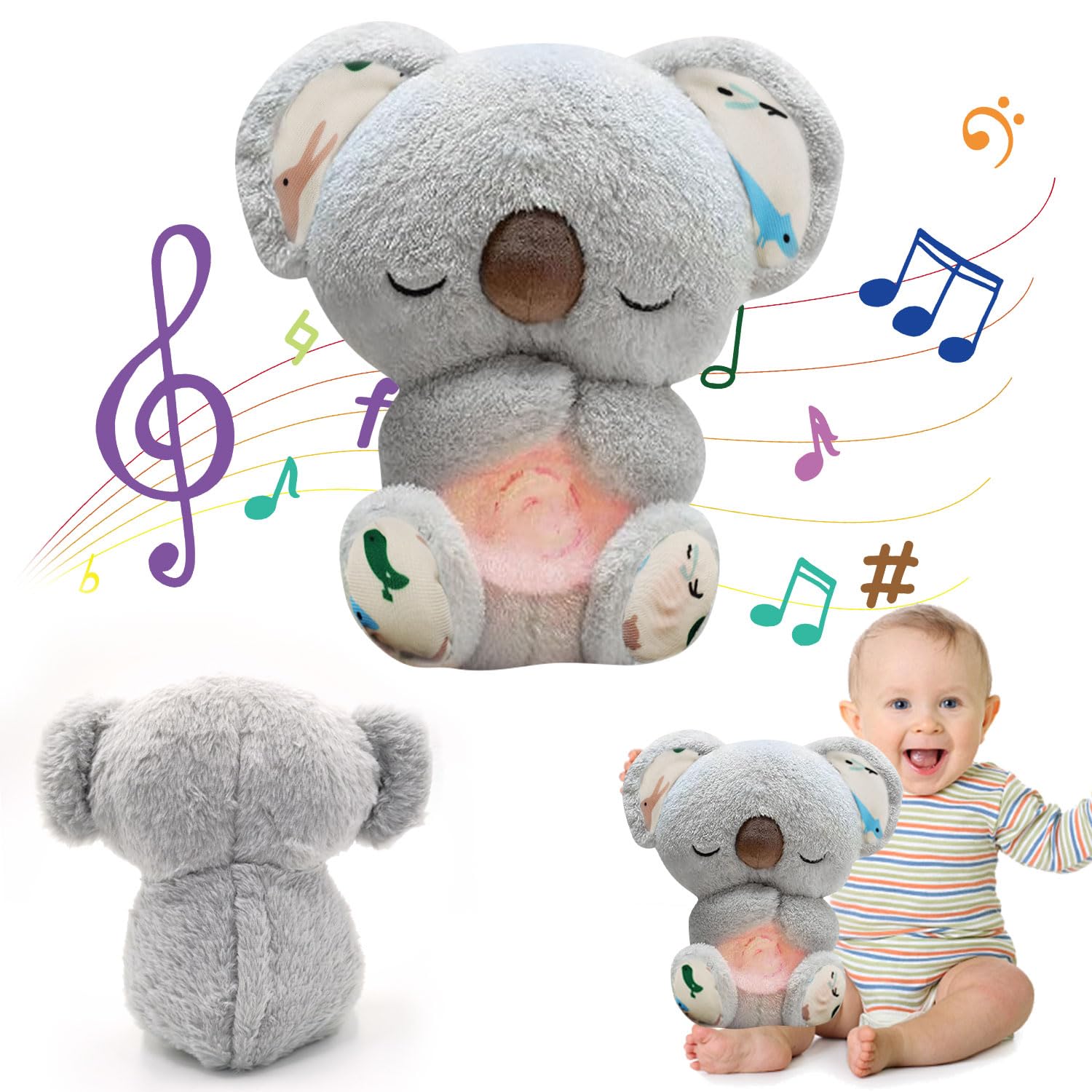 Koala Che Respira, K-oala Lenitivo, Lontra Che Respira, Koala P-eluche Che R-espira, Peluche Koala, Peluche Koala Calmante con Luci Musicali e Respirazione Ritmic, Ideale Regalo Neonato (M1