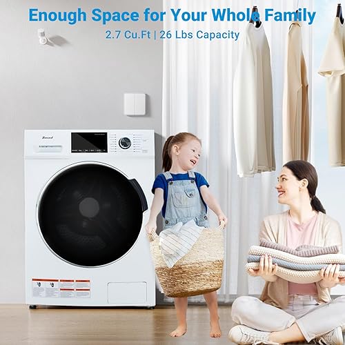 Miniatura 2 de Smad Combo de lavadora y secadora de 24 pulgadas, 2.7 pies cúbicos con capacidad de 26 libras, bloqueo para niños, bajo ruido y fácil almacenamiento