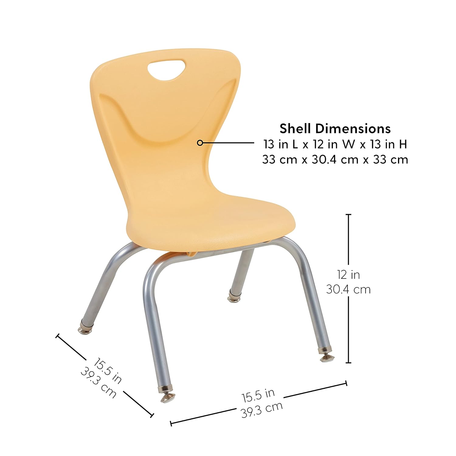 Factory Direct Partners"12"" Contour School Stacking Student Chair, Ergonomic Molded Seat Shell with Chromed Steel Frame and Swivel Leg Glides; for in-Home Learning or Classroom - Squash (4-Pack)": Industrial & Scientific