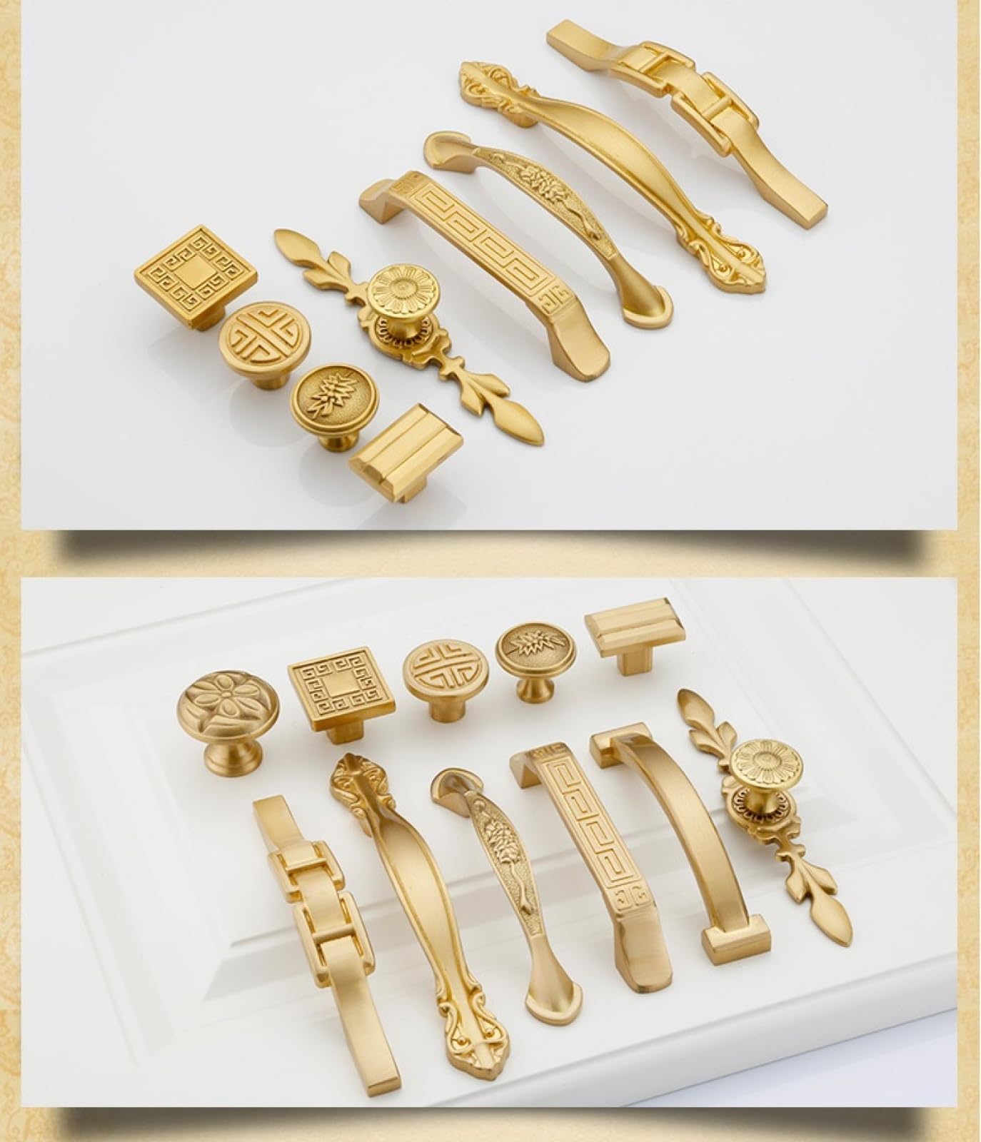PILYON Kommodenknöpfe 4 Stück Schuhschrank-Griff Aus Messing Im Chinesischen Stil, Kleiderschrank-Messinggriff, Brückenform 128mm