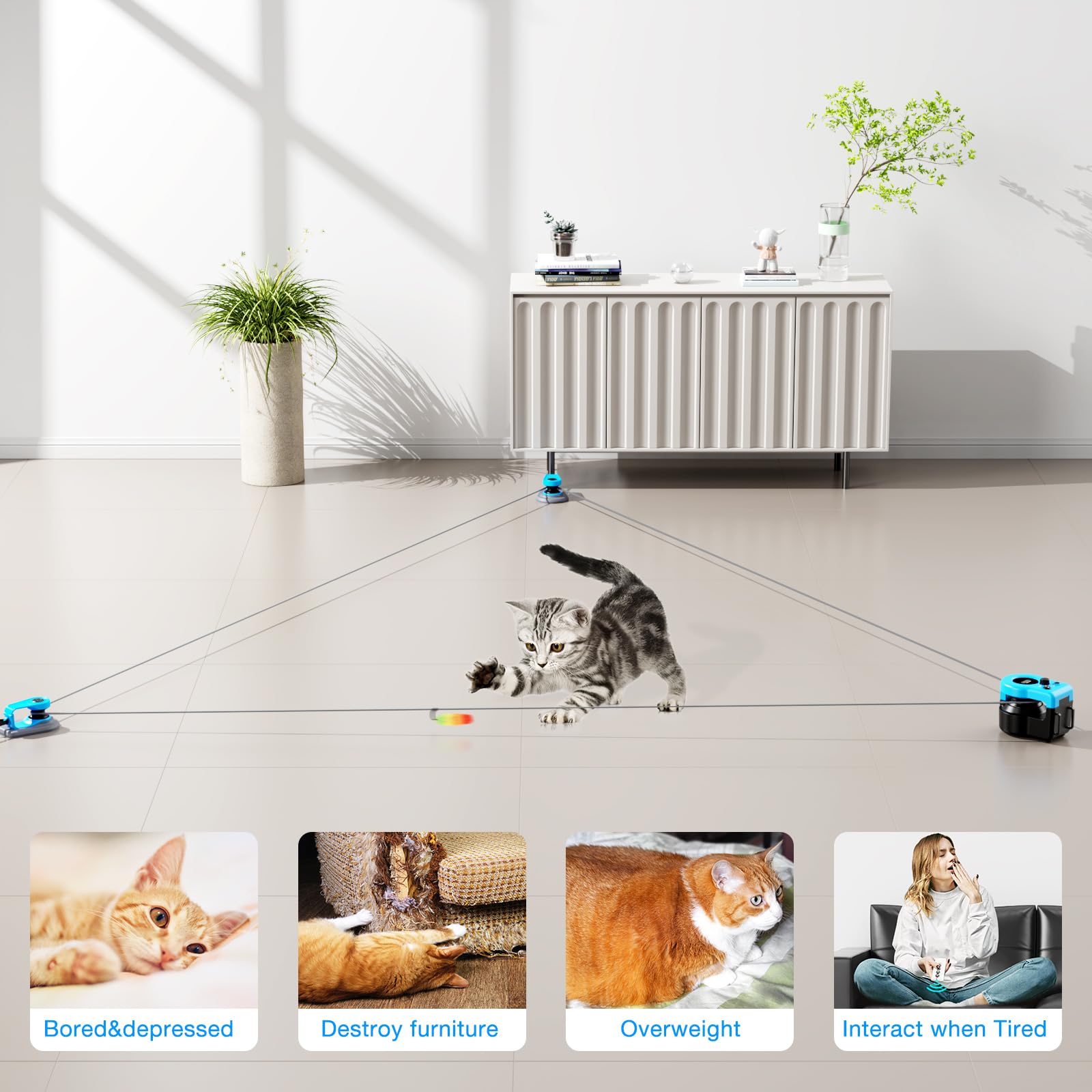 Giocattolo interattivo per gatti da interni, con telecomando fai da te, per gatti, topi, caccia, tapis roulant per tenere annoiato gattino cucciolo intrattenuto a inseguire, giocattolo con