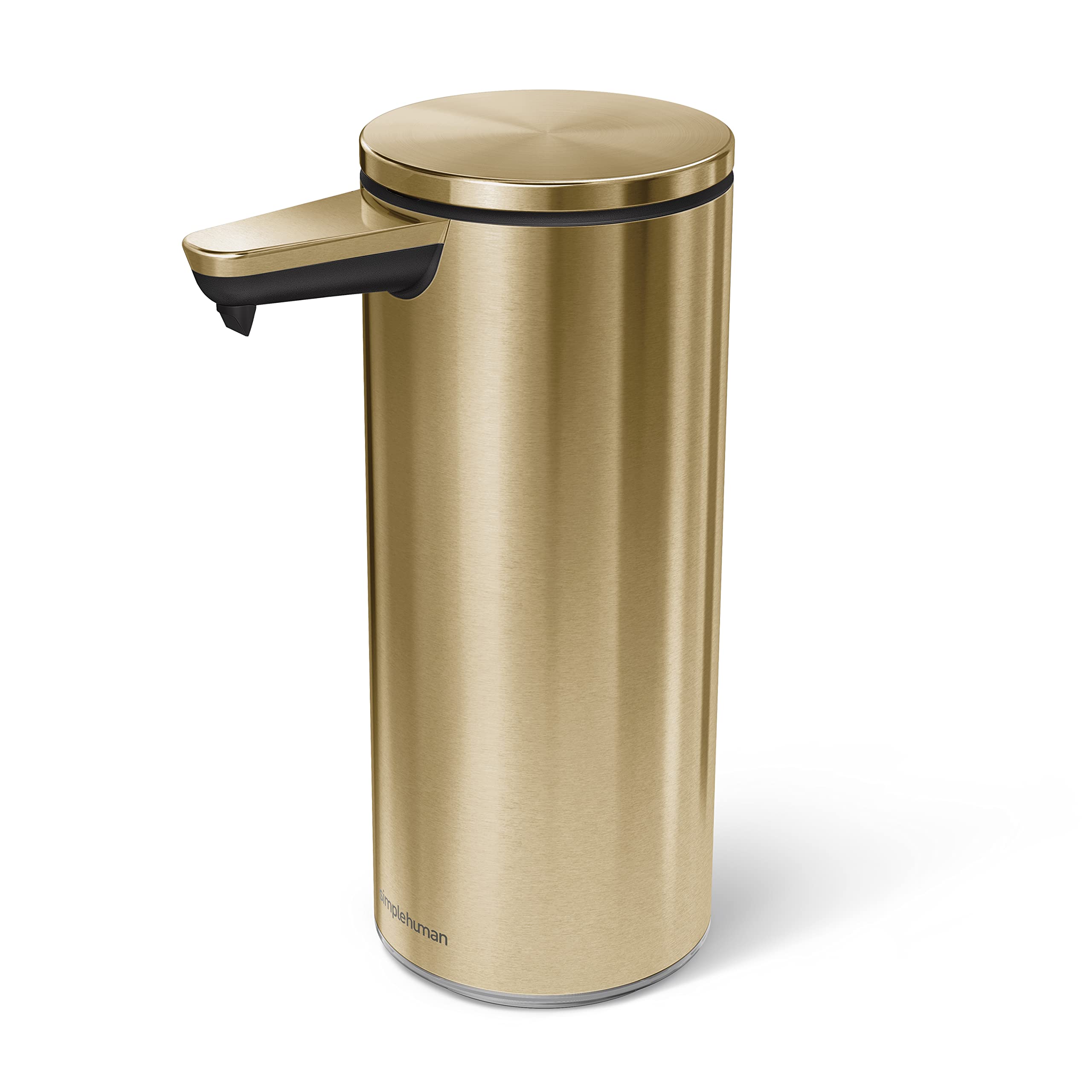 simplehuman 9 oz. Touch-Free Rechargeable Sensor Liquid Soap Pump Dispenser, Brass w/Black Trim