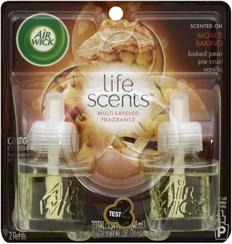 Air Wick Plug in Aceite perfumado 2 recargas, pastel de manzana de mamá, (2 x 0.67 onzas), aceites esenciales, ambientador