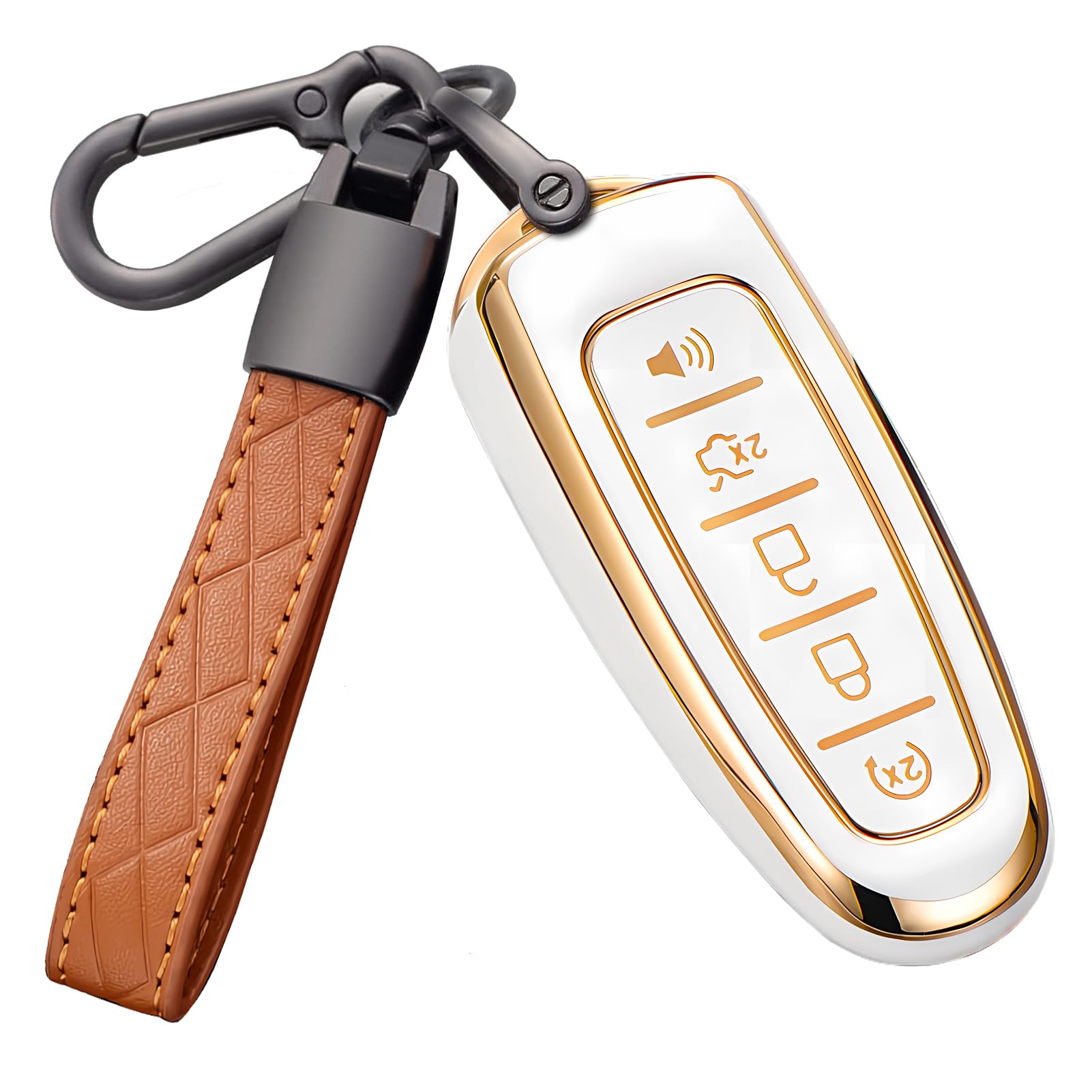 TPU Key Fob Cover For Ford & Lincoln - Soft Protective Shell Case With Keychain, Compatible With Explorer, Escape, Taurus & More