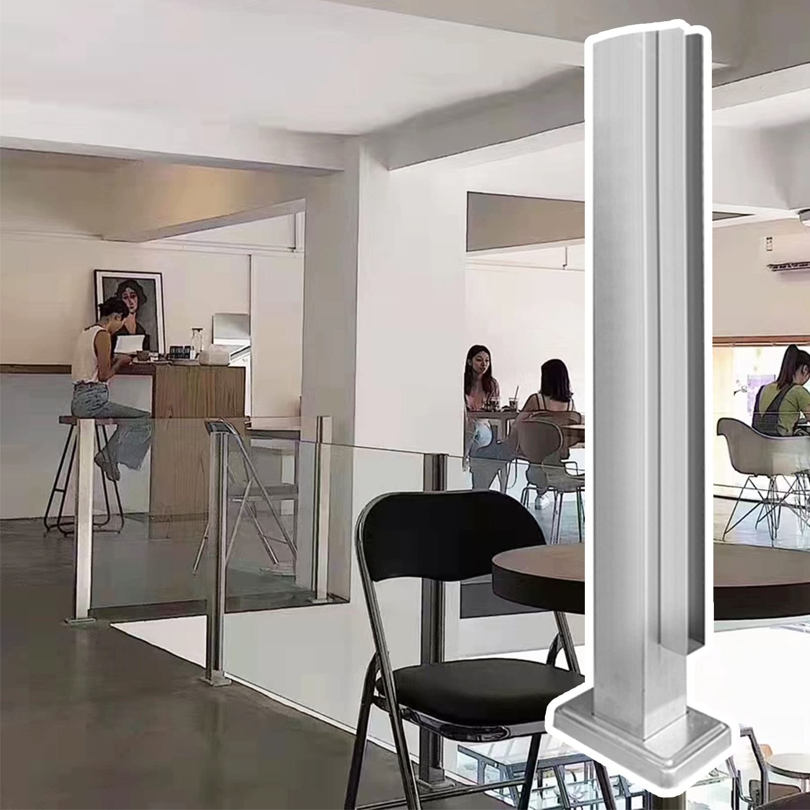 Sistema de postes de barandilla de vidrio café oscuro y cercas de paneles interiores de 115cm
