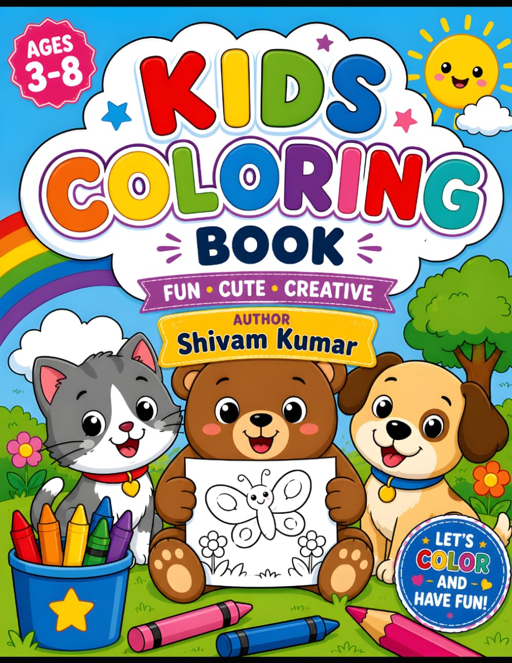 Cute Animals Coloring Book for Kids Ages 3-8