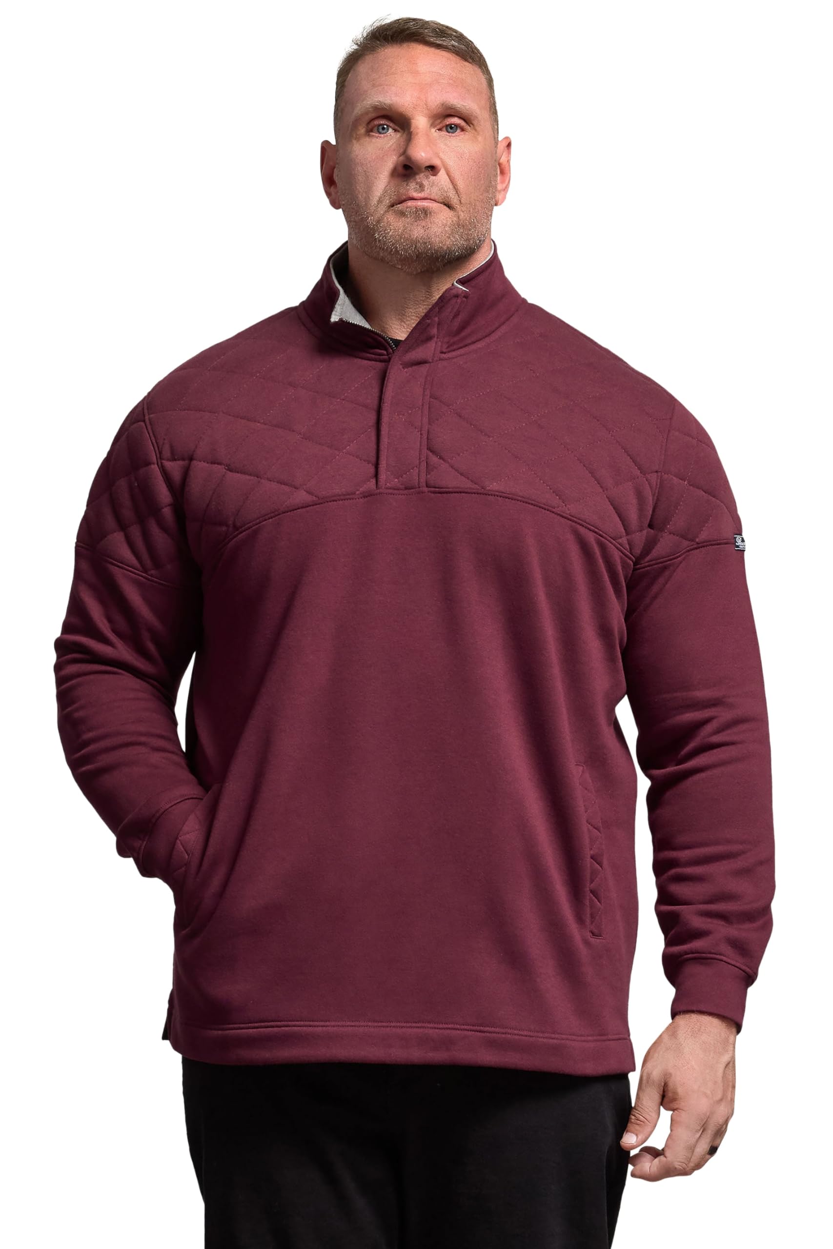 BadRhino Big & Tall Red Diamond Quilted Quarter Zip Sweatshirt - Men's - Plus Size Curve