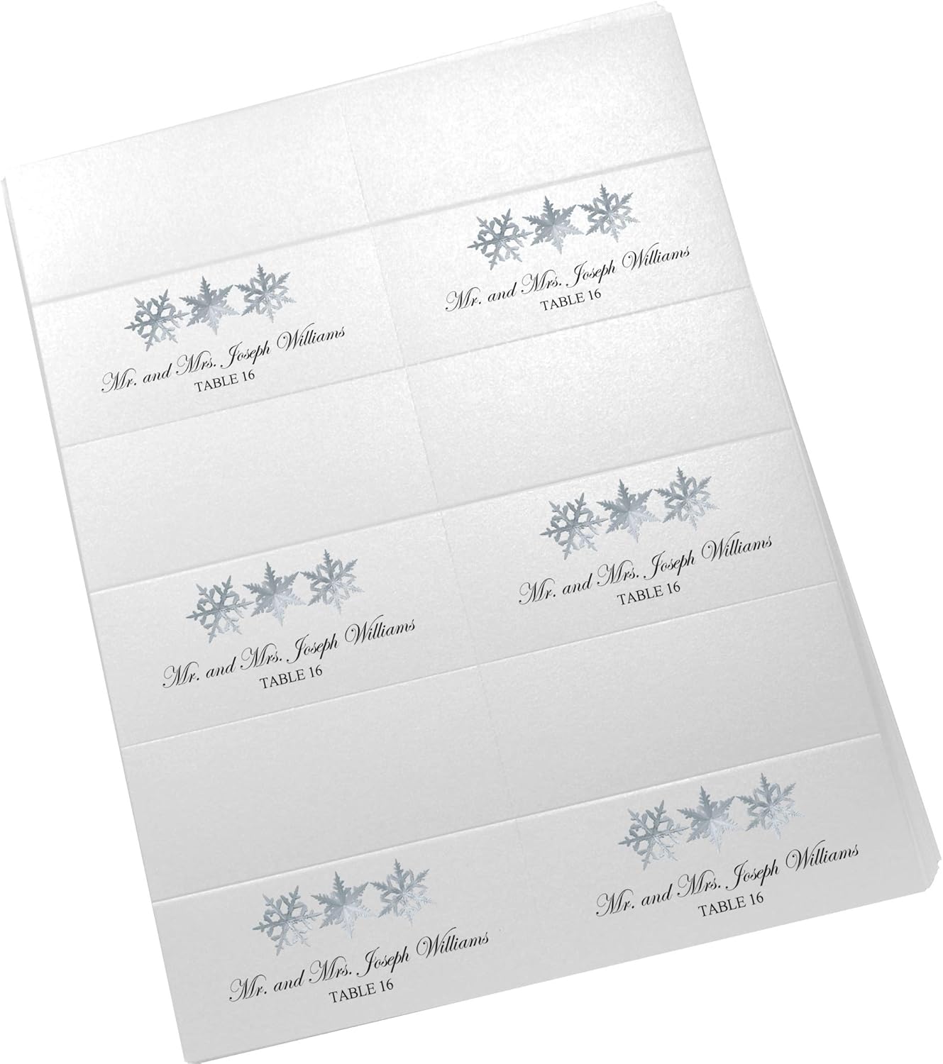 Christmas and Holiday Snowflake Pattern Printable Place Cards, Set of 150 (25 Sheets), Laser & Inkjet Printers - Wedding, Party, Dinner, and Special Events - Made in the USA