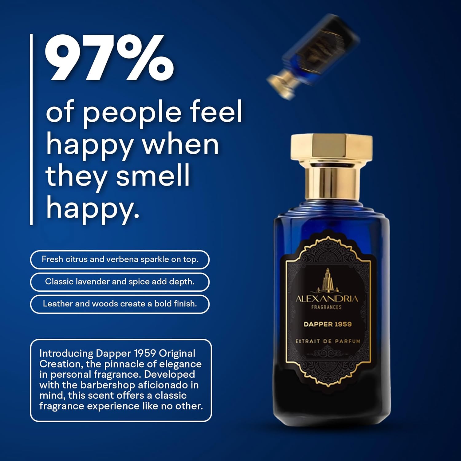 Alexandria Fragrances Dapper 1959 Eau De Parfum for Men - Long Lasting Luxury Perfume with Sicilian Citrus, Lemon Verbena, Lavender, Pepper & Star Anise - Elegant Everyday Cologne for Men - 60ml