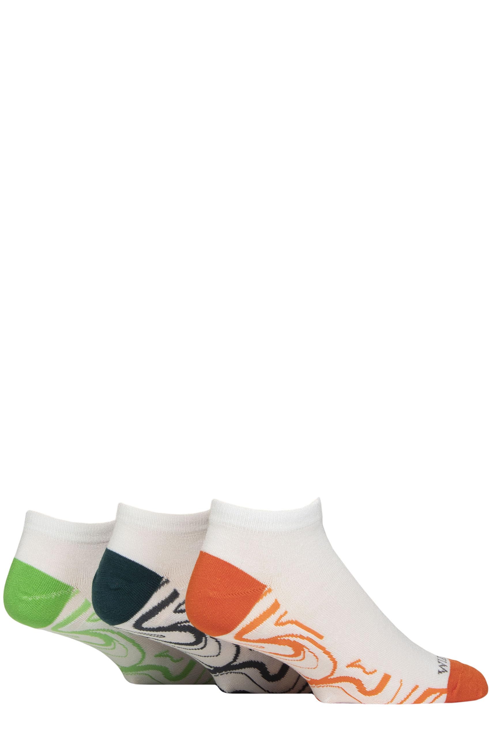 Sockshop Men's Swirls Wildfeet Bamboo Trainer Socks Pack Of 3 (Uk, Numeric, 7, 11, Regular, Regular, )