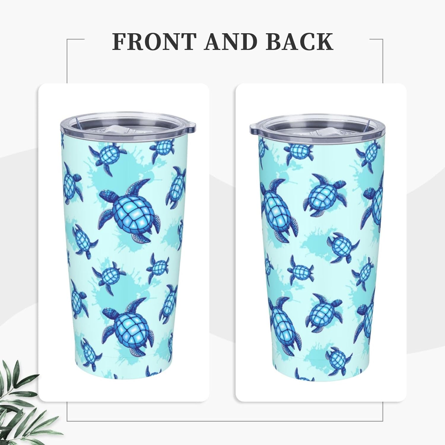 Sea Turtle Tumbler,Turtle 20oz Stainless Steel Insulated Travel Tumblers,Travel Coffee Mug with Lid and Straw Water Bottle Drink Tumbler Cups Gifts for Women Men Lovers - Image 2