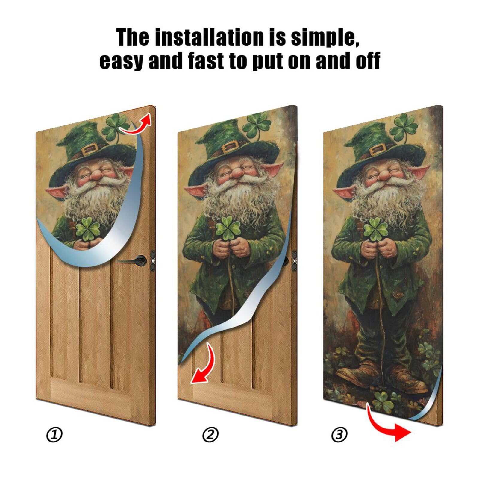 FLildon Fairy Tale Gnome St Patrick's Day Door Cover Decoration, Party Accessory Porch Decor for Festive Ornament Room Door Covers 32 x 79 Inch